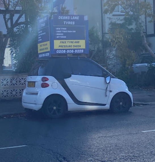 Deans Lane Tyres mobile advertising car